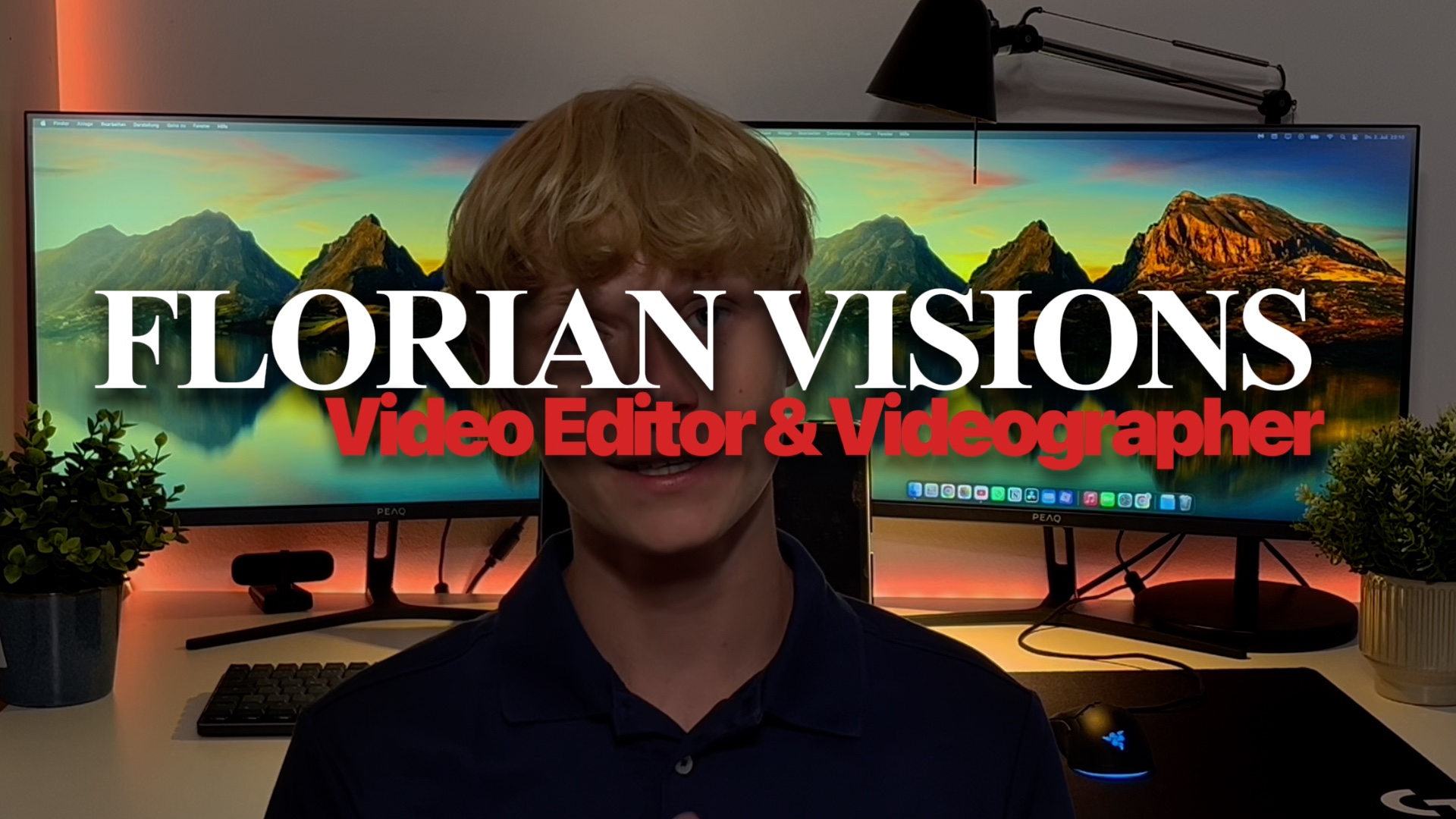 Florian Lange vor seinem Video-Editing-Setup
